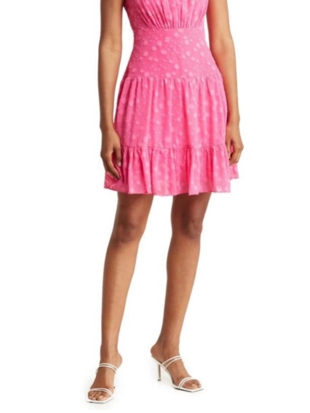 Eliza J Hot Pink Tiered Dot Dress